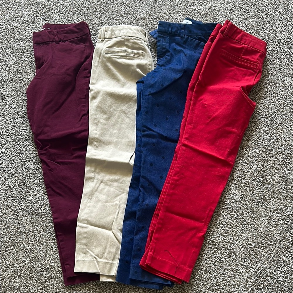 Set of 4 Pixie Ankle Old Navy pants - Red, Blue, Cream, and Burgundy - 0